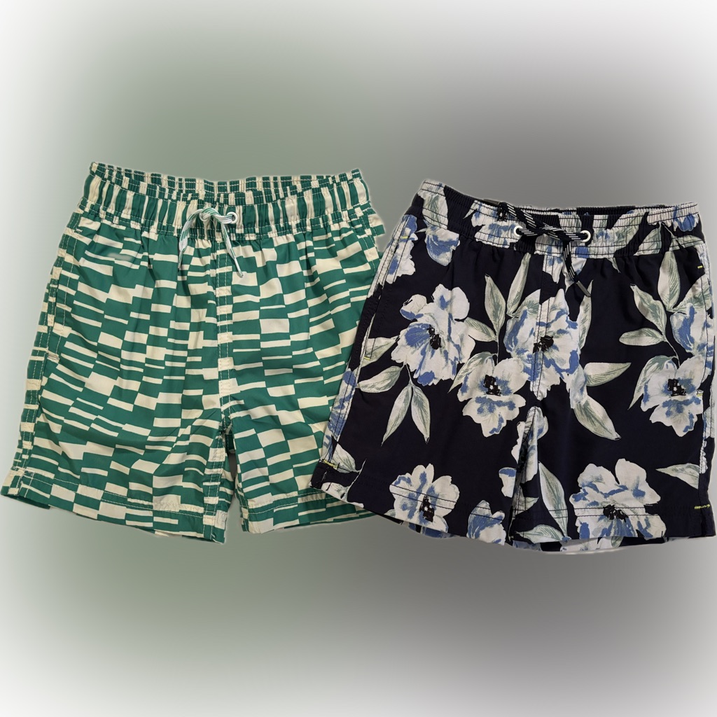 Jcrew Boys' Green And Navy Swim Trunks